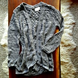 Knit cardigan with back design